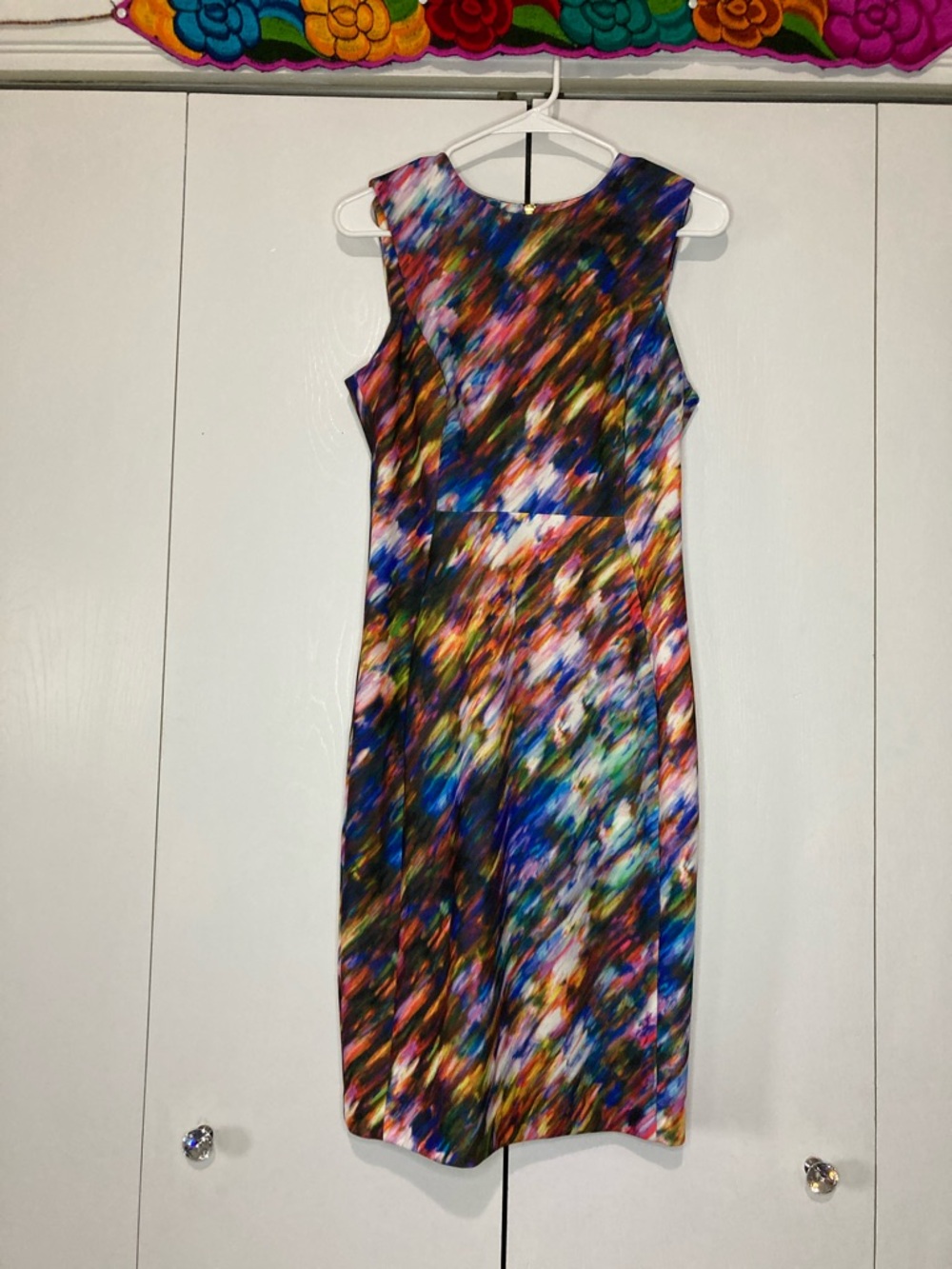 Calvin Klein Sz 4 Watercolor Abstract Midi Sheath Dress Career Corporate Wear